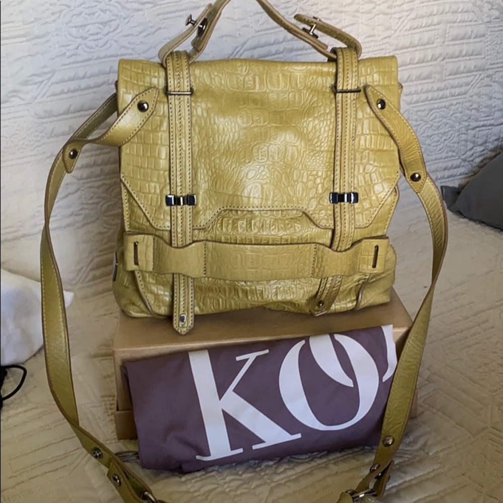 Kooba green snake print purse